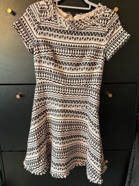 Banana Republic Pink and Black Fringed tweed Dress